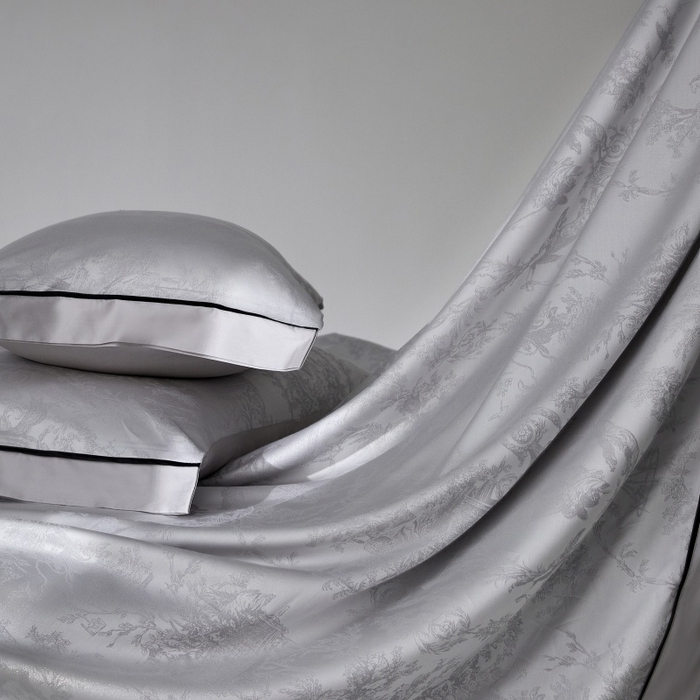 91家纺网 家纺一手货源 找家纺 金奇达家纺 2026新款丝光色织提花四件套-洛克庄园系列（标准号全网控价（折后券后）不低于359元 会员减50） 洛克庄园-慕斯灰