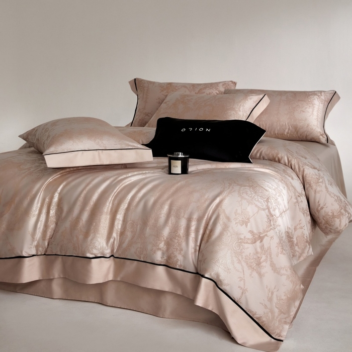 91家纺网 家纺一手货源 找家纺 金奇达家纺 2026新款丝光色织提花四件套-洛克庄园系列（标准号全网控价（折后券后）不低于359元 会员减50） 洛克庄园-浣柔纱