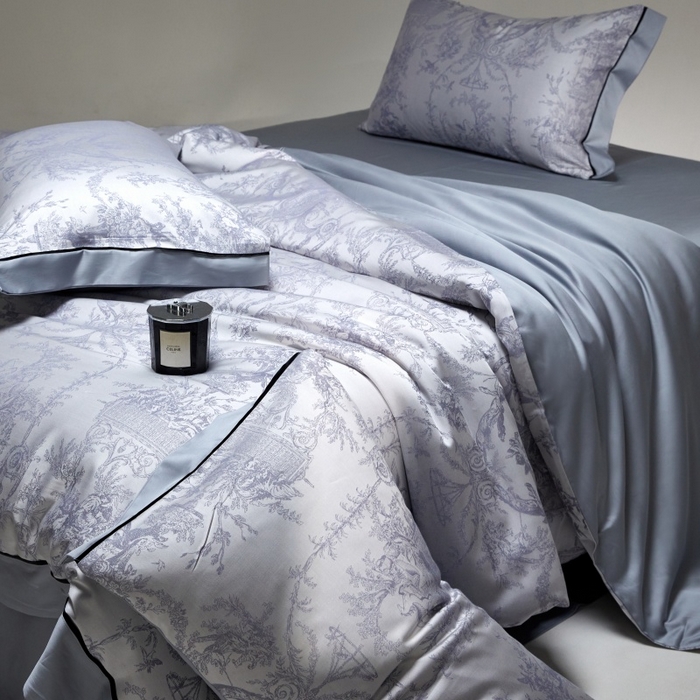 91家纺网 家纺一手货源 找家纺 金奇达家纺 2026新款丝光色织提花四件套-洛克庄园系列（标准号全网控价（折后券后）不低于359元 会员减50） 洛克庄园-邦迪蓝