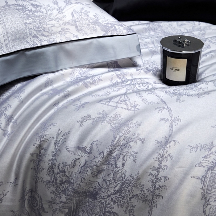 91家纺网 家纺一手货源 找家纺 金奇达家纺 2026新款丝光色织提花四件套-洛克庄园系列（标准号全网控价（折后券后）不低于359元 会员减50） 洛克庄园-邦迪蓝