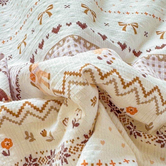 91家纺网 家纺一手货源 找家纺 梵希雅 2026新款泡芙纱床盖夏被四件套 栗色木马纹