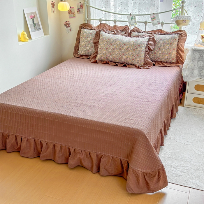 91家纺网 家纺一手货源 找家纺 梵希雅 2026新款泡芙纱床盖夏被四件套 怀旧片真