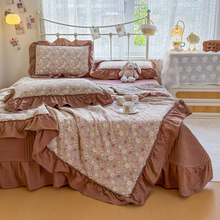 91家纺网 家纺一手货源 找家纺 梵希雅 2026新款泡芙纱床盖夏被四件套 怀旧片真