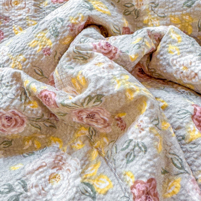 91家纺网 家纺一手货源 找家纺 梵希雅 2026新款泡芙纱床盖夏被四件套 怀旧片真