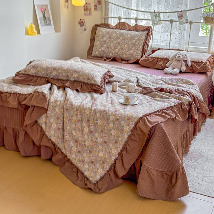 91家纺网 家纺一手货源 找家纺 梵希雅 2026新款泡芙纱床盖夏被四件套 怀旧片真