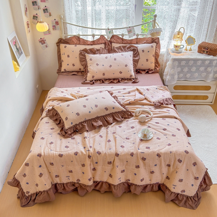 91家纺网 家纺一手货源 找家纺 （总）梵希雅 2026新款泡芙纱床盖夏被四件套