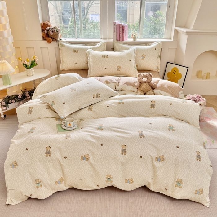 91家纺网 家纺一手货源 找家纺 简冠家纺 2026新款全棉学生三件套宿舍三件套纯棉学生床垫羽丝绒被子被芯 布朗熊