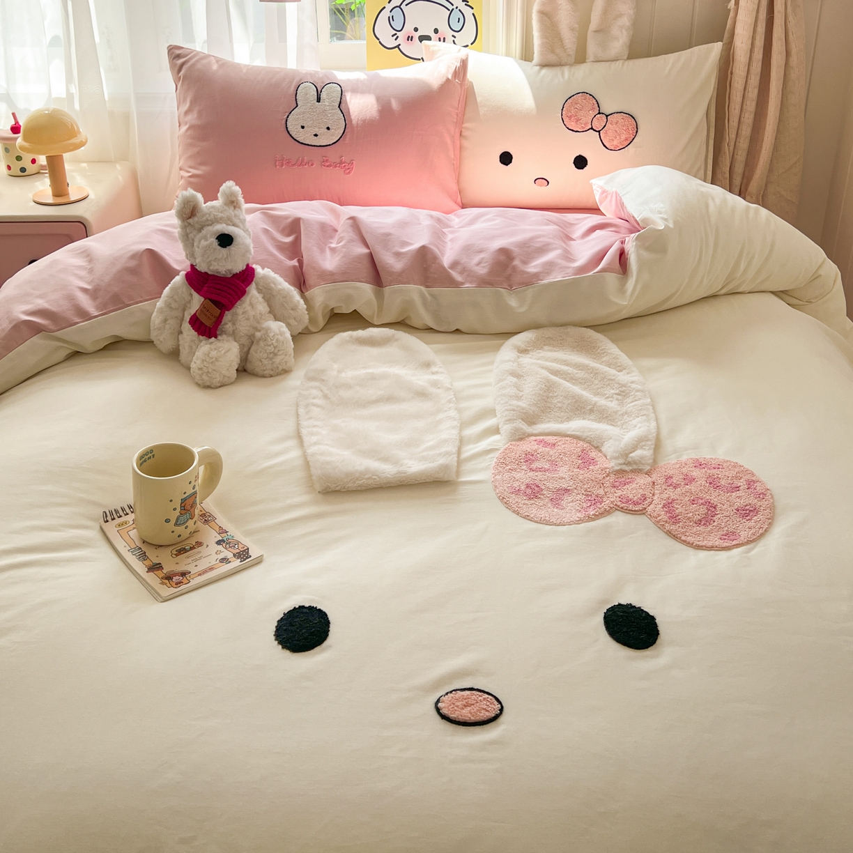 91家纺网 家纺一手货源 找家纺 桃喜 2026新款全棉纯棉贴布绣四件套（会员-5元） 大耳朵兔兔（全棉）