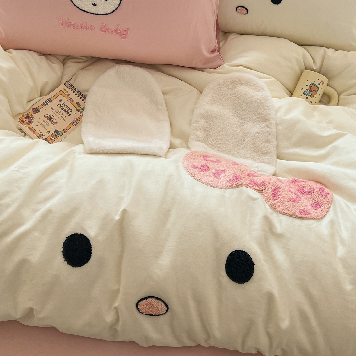 91家纺网 家纺一手货源 找家纺 桃喜 2026新款全棉纯棉贴布绣四件套（会员-5元） 大耳朵兔兔（全棉）