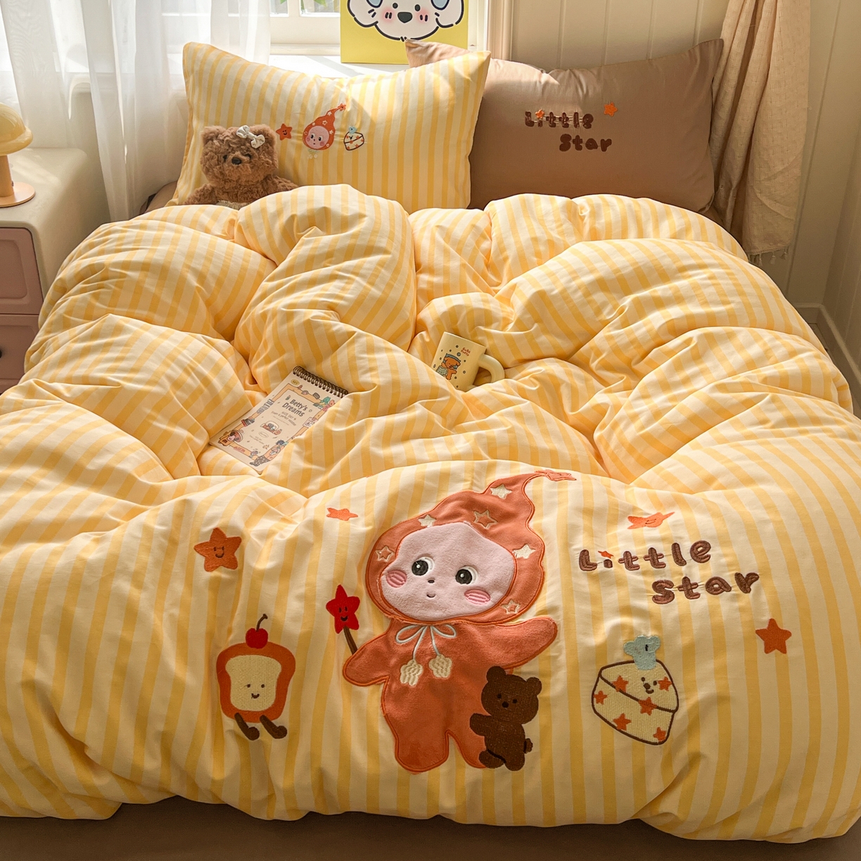 91家纺网 家纺一手货源 找家纺 桃喜 2026新款全棉纯棉贴布绣四件套（会员-5元） 帽衫宝宝（全棉）