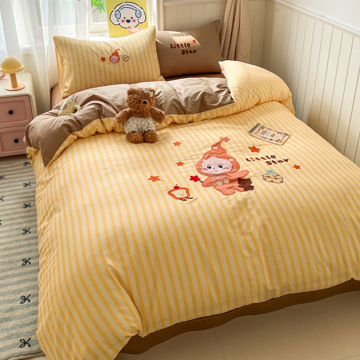 91家纺网 家纺一手货源 找家纺 桃喜 2026新款全棉纯棉贴布绣四件套（会员-5元） 帽衫宝宝（全棉）