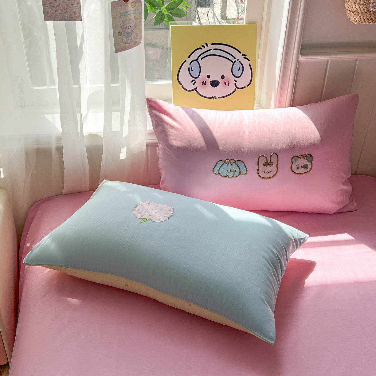 91家纺网 家纺一手货源 找家纺 桃喜 2026新款全棉纯棉贴布绣四件套（会员-5元） 苹果行星（全棉）