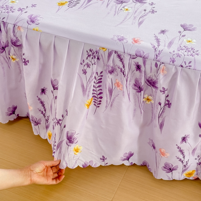 91家纺网 家纺一手货源 找家纺 莎臣豹 2026新款植物羊绒单品单件单床裙可配床裙三件套香草花田