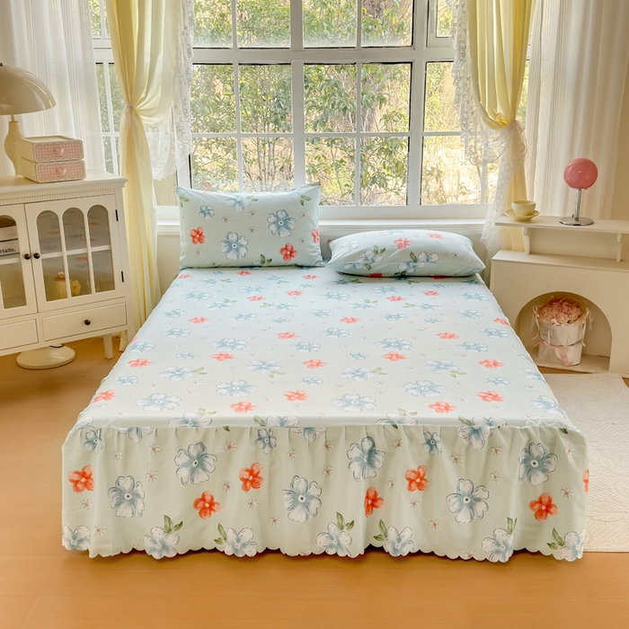 莎臣豹 2026新款植物羊绒单品单件单床裙可配床裙三件套香浮花悦