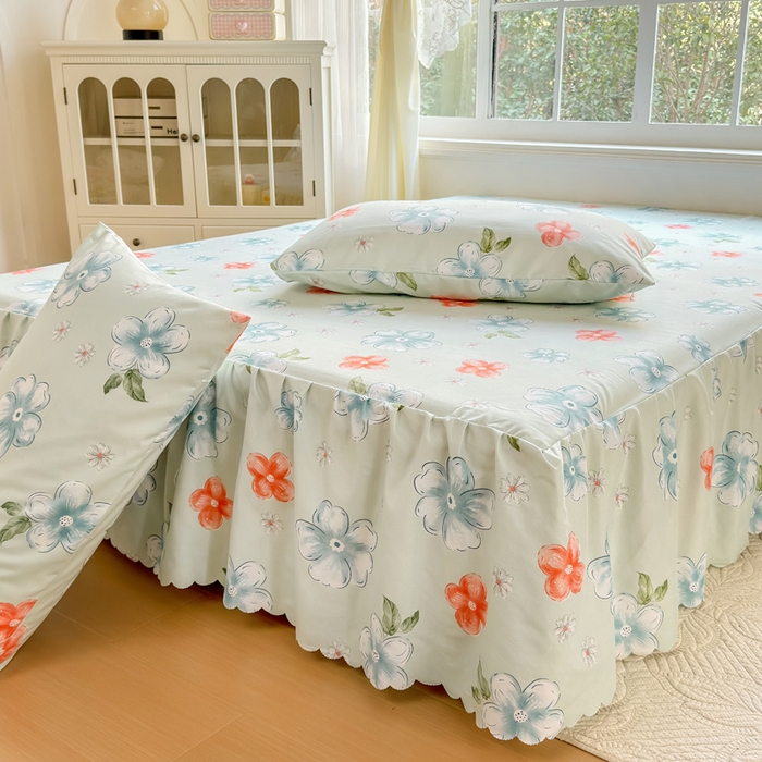 91家纺网 家纺一手货源 找家纺 莎臣豹 2026新款植物羊绒单品单件单床裙可配床裙三件套香浮花悦