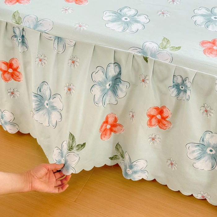 91家纺网 家纺一手货源 找家纺 莎臣豹 2026新款植物羊绒单品单件单床裙可配床裙三件套香浮花悦