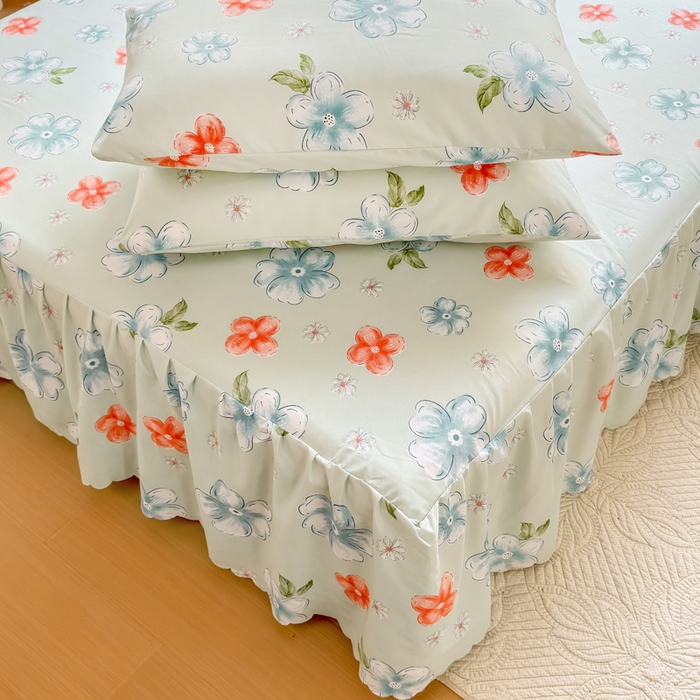 91家纺网 家纺一手货源 找家纺 莎臣豹 2026新款植物羊绒单品单件单床裙可配床裙三件套香浮花悦