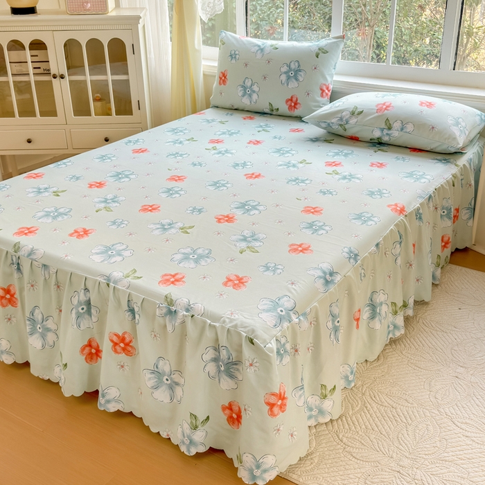 91家纺网 家纺一手货源 找家纺 莎臣豹 2026新款植物羊绒单品单件单床裙可配床裙三件套香浮花悦