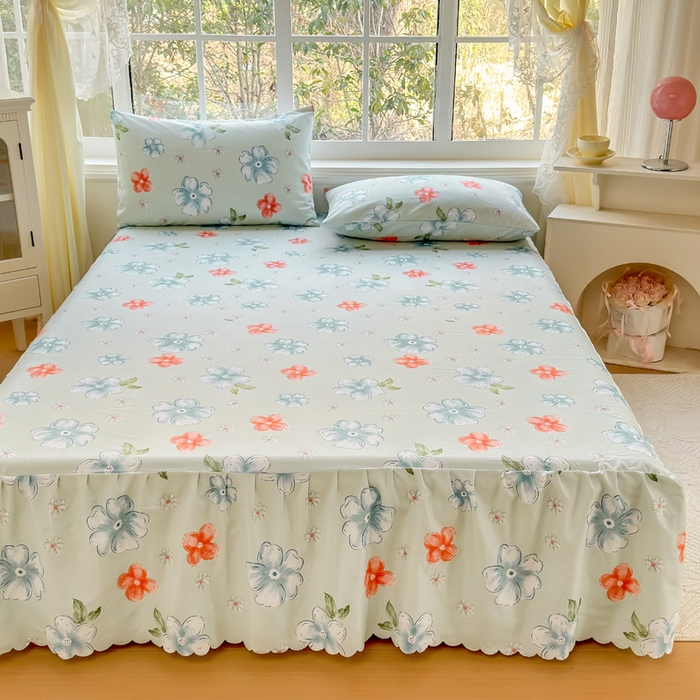 91家纺网 家纺一手货源 找家纺 莎臣豹 2026新款植物羊绒单品单件单床裙可配床裙三件套香浮花悦