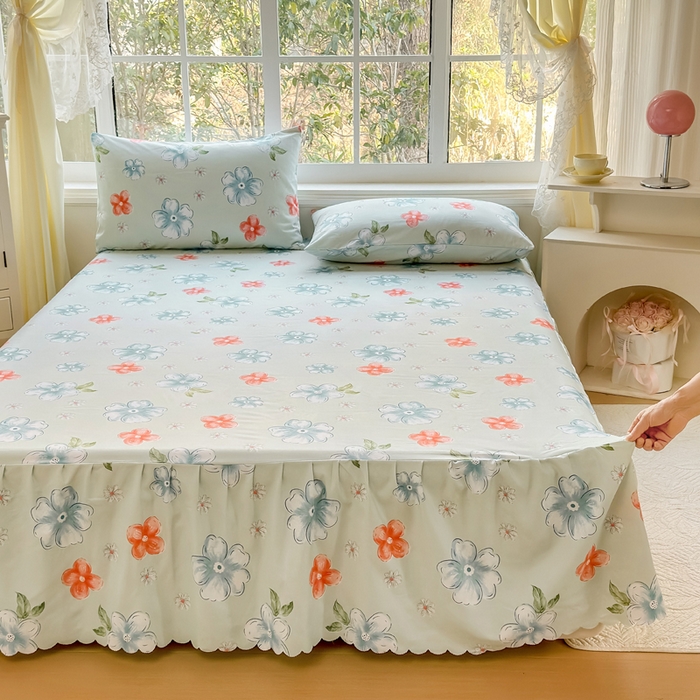 91家纺网 家纺一手货源 找家纺 莎臣豹 2026新款植物羊绒单品单件单床裙可配床裙三件套香浮花悦