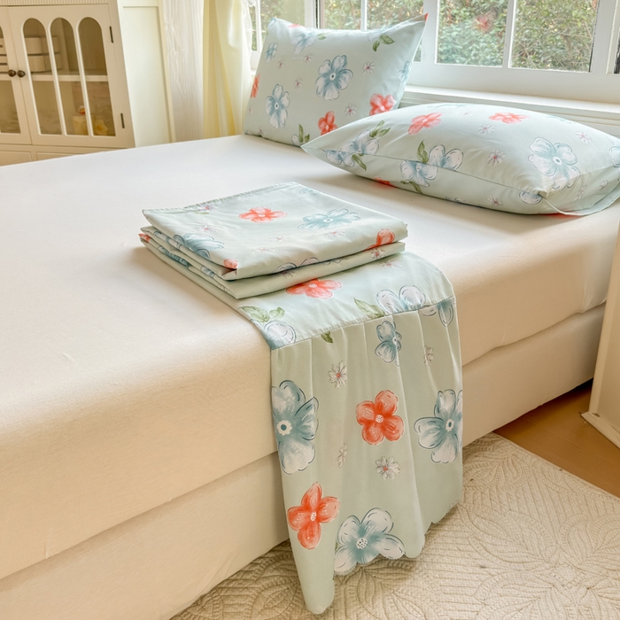 91家纺网 家纺一手货源 找家纺 莎臣豹 2026新款植物羊绒单品单件单床裙可配床裙三件套香浮花悦