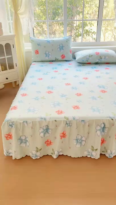 91家纺网 家纺一手货源 找家纺 莎臣豹 2026新款植物羊绒单品单件单床裙可配床裙三件套香浮花悦