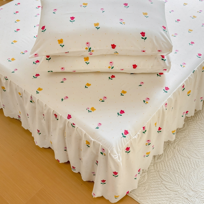 91家纺网 家纺一手货源 找家纺 莎臣豹 2026新款植物羊绒单品单件单床裙可配床裙三件套一朵小花