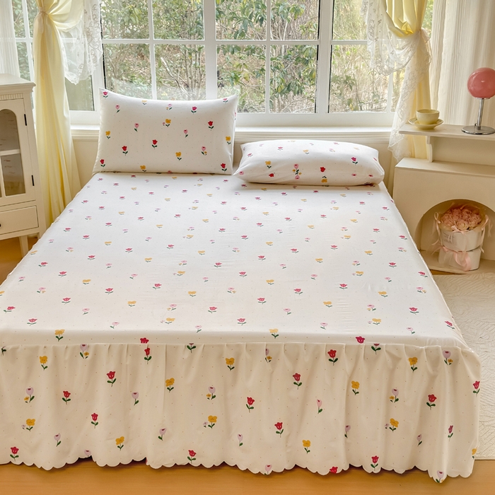 91家纺网 家纺一手货源 找家纺 莎臣豹 2026新款植物羊绒单品单件单床裙可配床裙三件套一朵小花