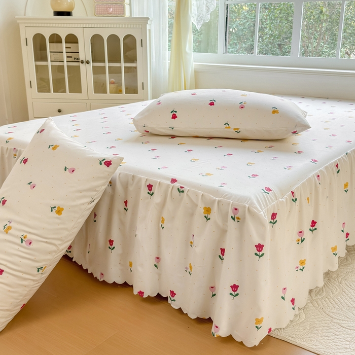 91家纺网 家纺一手货源 找家纺 莎臣豹 2026新款植物羊绒单品单件单床裙可配床裙三件套一朵小花