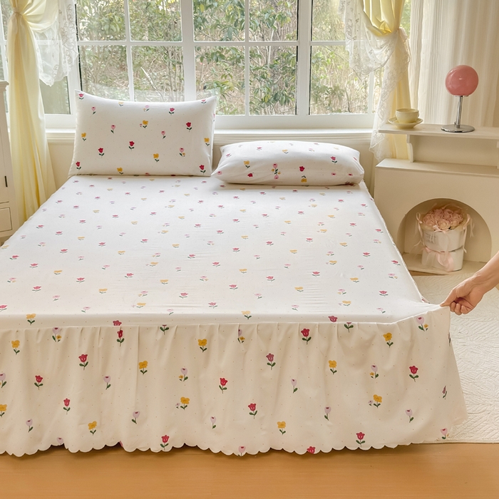 91家纺网 家纺一手货源 找家纺 莎臣豹 2026新款植物羊绒单品单件单床裙可配床裙三件套一朵小花