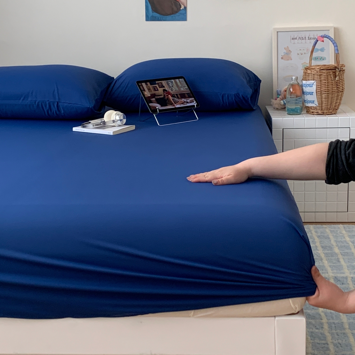 91家纺网 家纺一手货源 找家纺 （总）桃喜 2026新款2026新款纯色165gA类锦氨凉感冰皮床笠单品床笠有凉感值检测报告