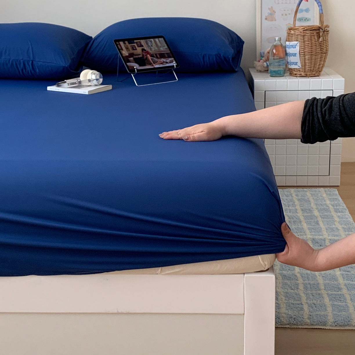 91家纺网 家纺一手货源 找家纺 （总）桃喜 2026新款2026新款纯色165gA类锦氨凉感冰皮床笠单品床笠有凉感值检测报告