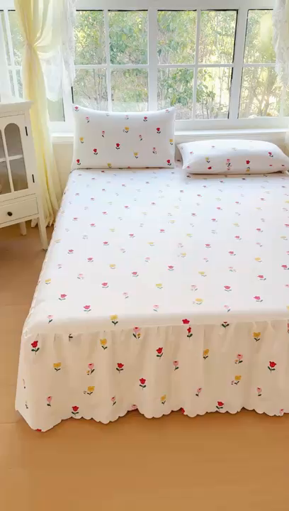 91家纺网 家纺一手货源 找家纺 莎臣豹 2026新款植物羊绒单品单件单床裙可配床裙三件套一朵小花