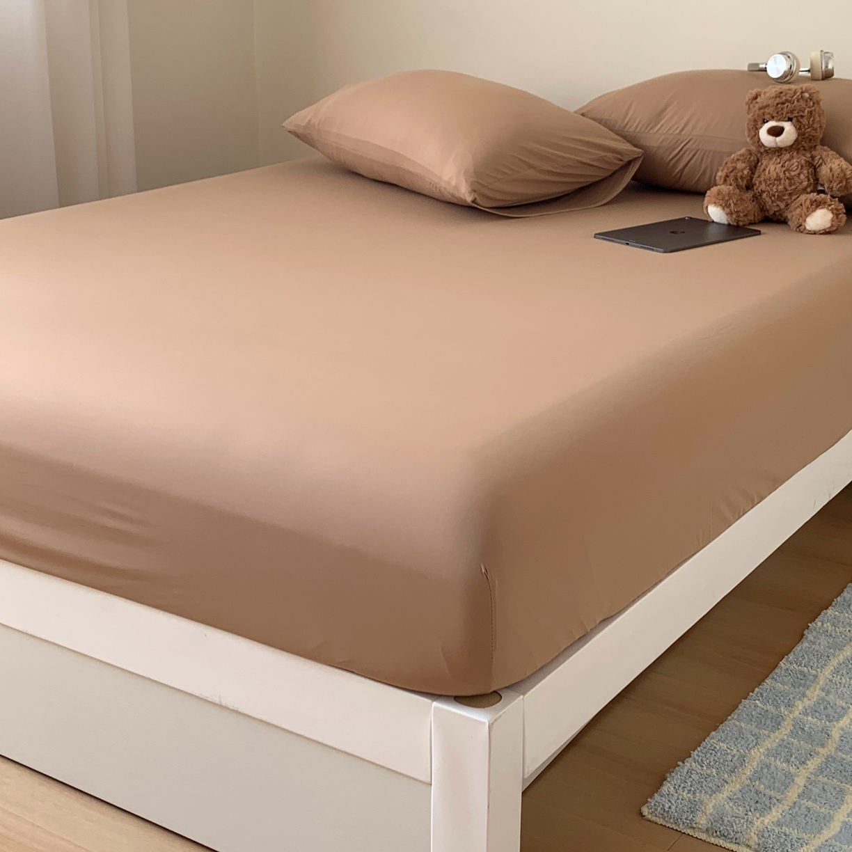 91家纺网 家纺一手货源 找家纺 桃喜 2026新款2026新款纯色165gA类锦氨凉感冰皮床笠单品床笠有凉感值检测报告 奶茶咖