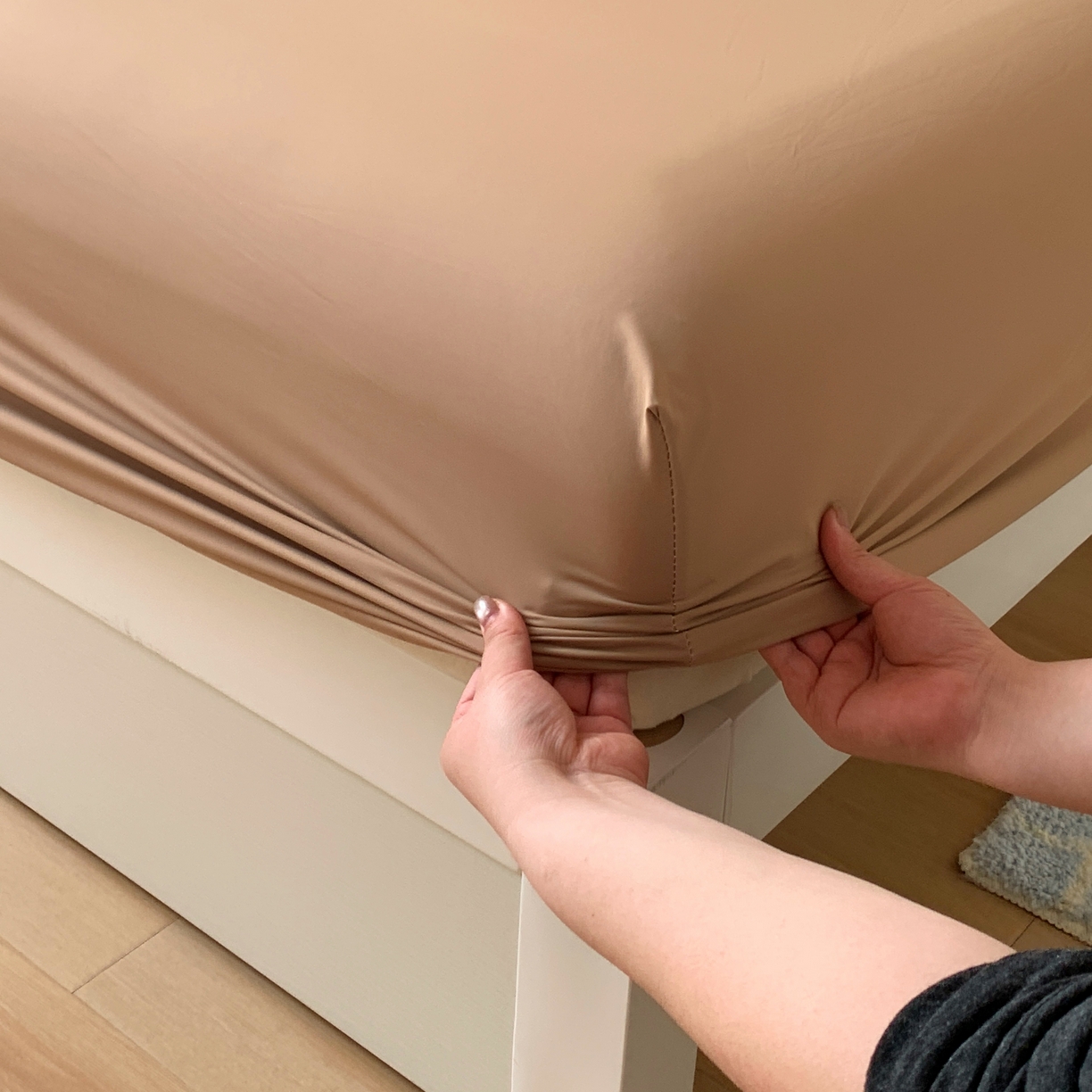 91家纺网 家纺一手货源 找家纺 桃喜 2026新款2026新款纯色165gA类锦氨凉感冰皮床笠单品床笠有凉感值检测报告 奶茶咖