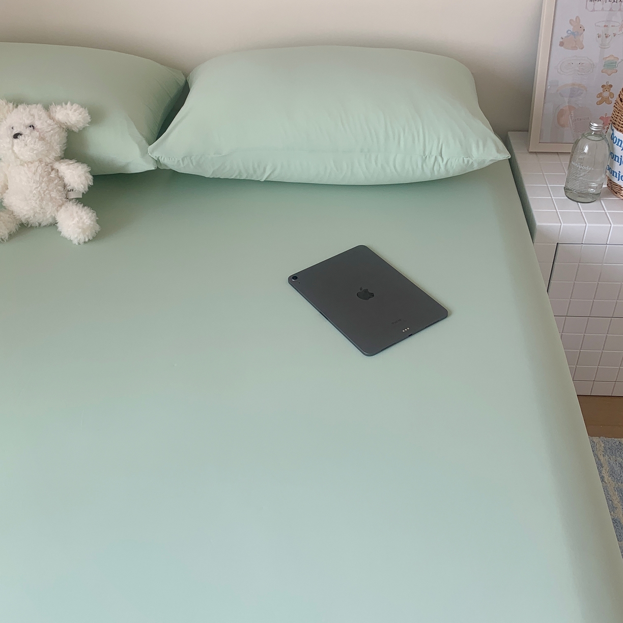 91家纺网 家纺一手货源 找家纺 桃喜 2026新款2026新款纯色165gA类锦氨凉感冰皮床笠单品床笠有凉感值检测报告 草绿