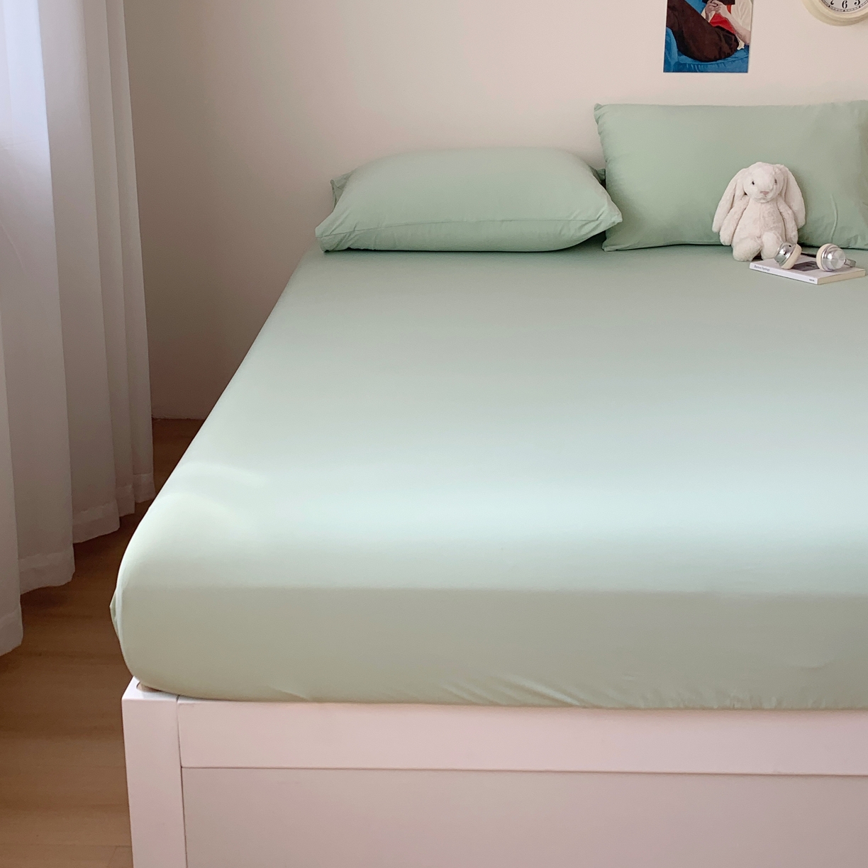 91家纺网 家纺一手货源 找家纺 桃喜 2026新款2026新款纯色165gA类锦氨凉感冰皮床笠单品床笠有凉感值检测报告 草绿