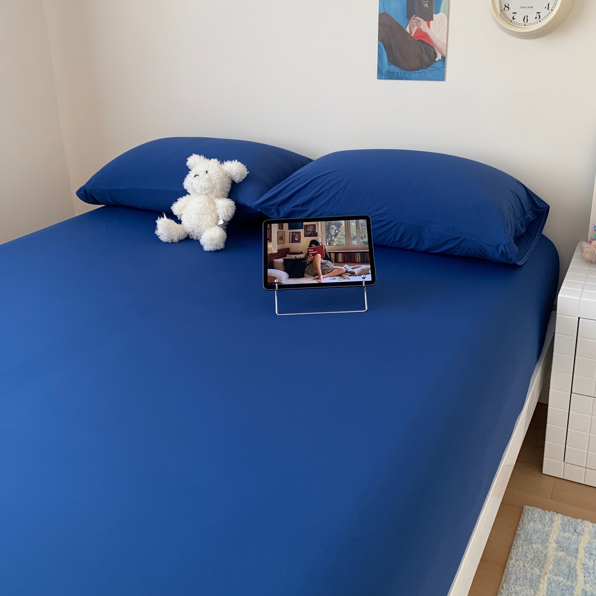 91家纺网 家纺一手货源 找家纺 桃喜 2026新款2026新款纯色165gA类锦氨凉感冰皮床笠单品床笠有凉感值检测报告 深睡蓝