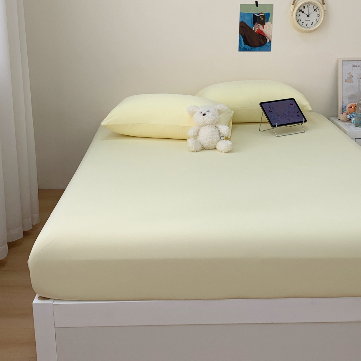 91家纺网 家纺一手货源 找家纺 桃喜 2026新款2026新款纯色165gA类锦氨凉感冰皮床笠单品床笠有凉感值检测报告 奶昔黄