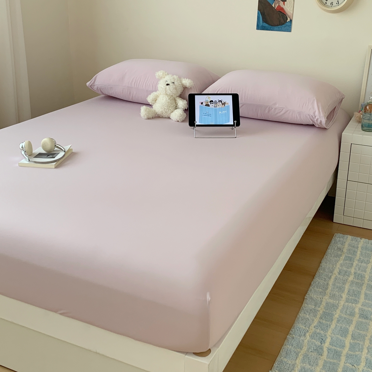 91家纺网 家纺一手货源 找家纺 桃喜 2026新款2026新款纯色165gA类锦氨凉感冰皮床笠单品床笠有凉感值检测报告 木槿紫