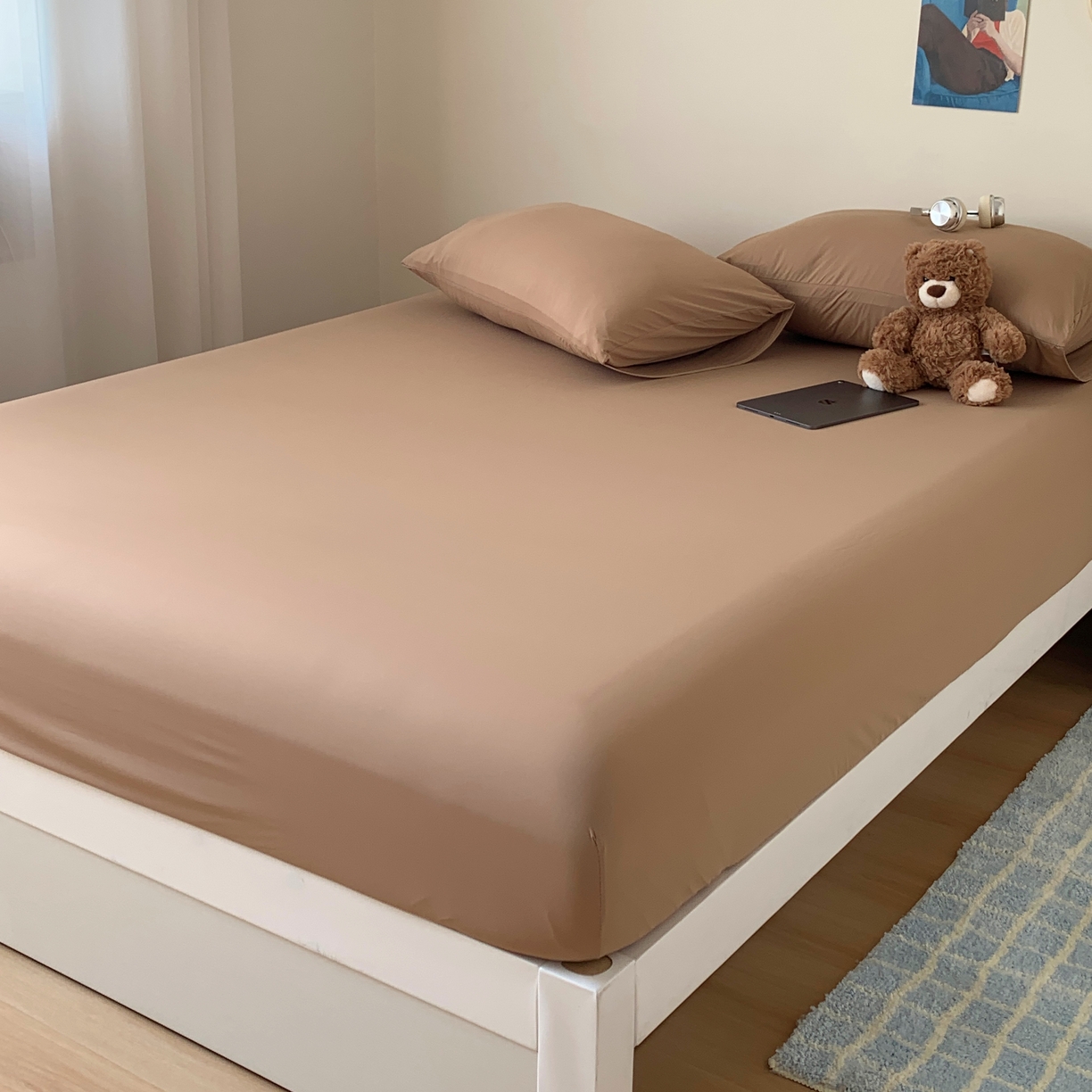 91家纺网 家纺一手货源 找家纺 桃喜 2026新款2026新款纯色165gA类锦氨凉感冰皮床笠单品床笠有凉感值检测报告 奶茶咖