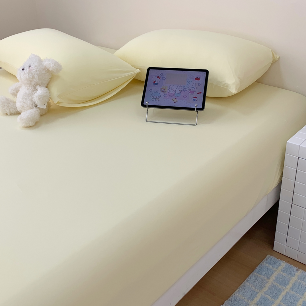 91家纺网 家纺一手货源 找家纺 桃喜 2026新款2026新款纯色165gA类锦氨凉感冰皮床笠单品床笠有凉感值检测报告 奶昔黄