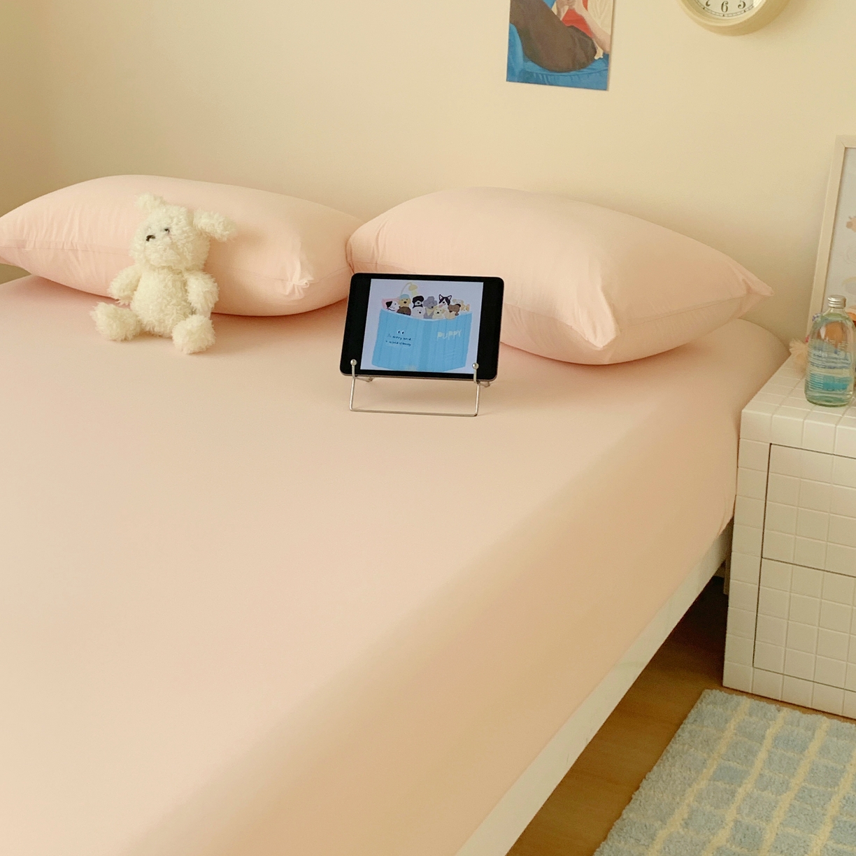 91家纺网 家纺一手货源 找家纺 桃喜 2026新款2026新款纯色165gA类锦氨凉感冰皮床笠单品床笠有凉感值检测报告 蜜桃粉