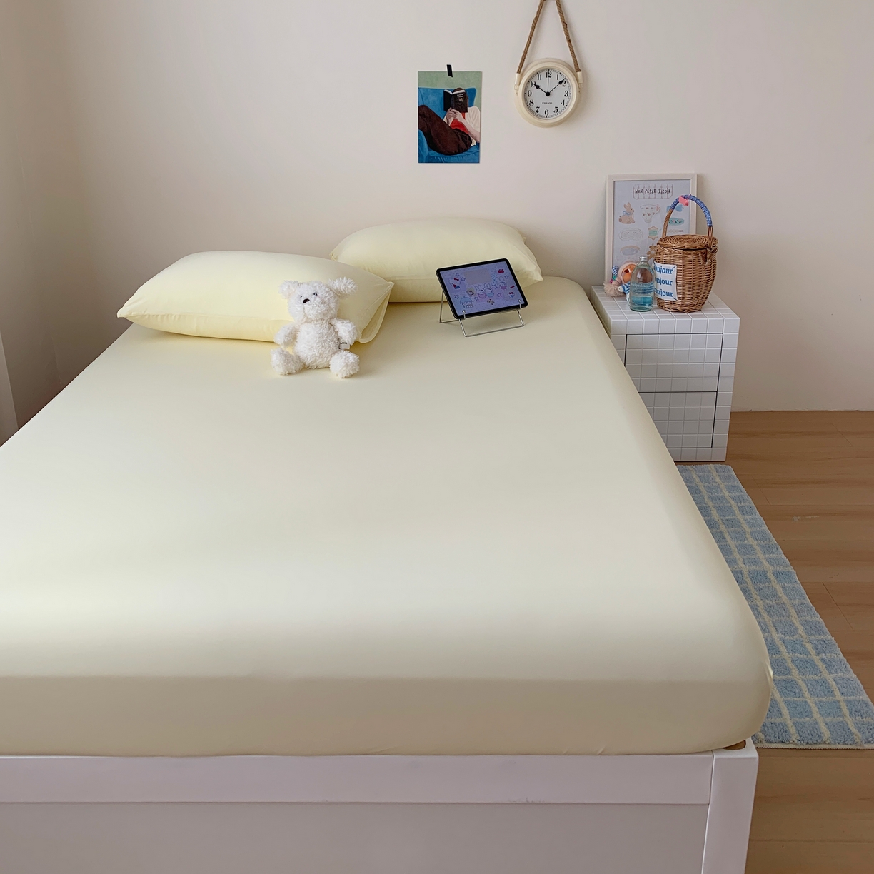 91家纺网 家纺一手货源 找家纺 桃喜 2026新款2026新款纯色165gA类锦氨凉感冰皮床笠单品床笠有凉感值检测报告 奶昔黄