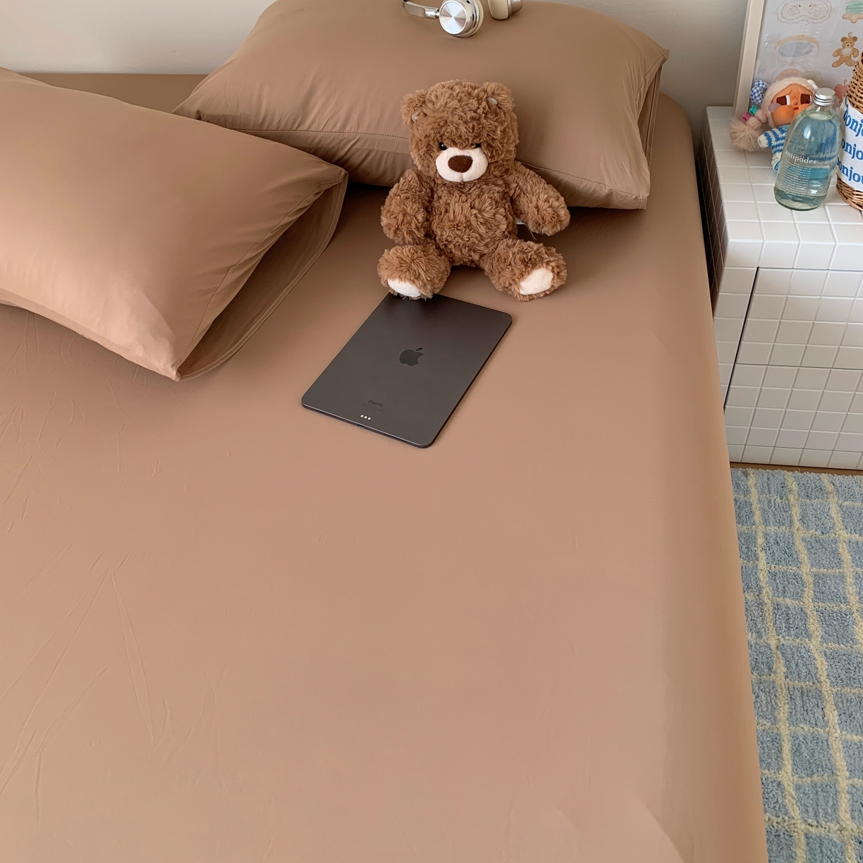 91家纺网 家纺一手货源 找家纺 桃喜 2026新款2026新款纯色165gA类锦氨凉感冰皮床笠单品床笠有凉感值检测报告 奶茶咖