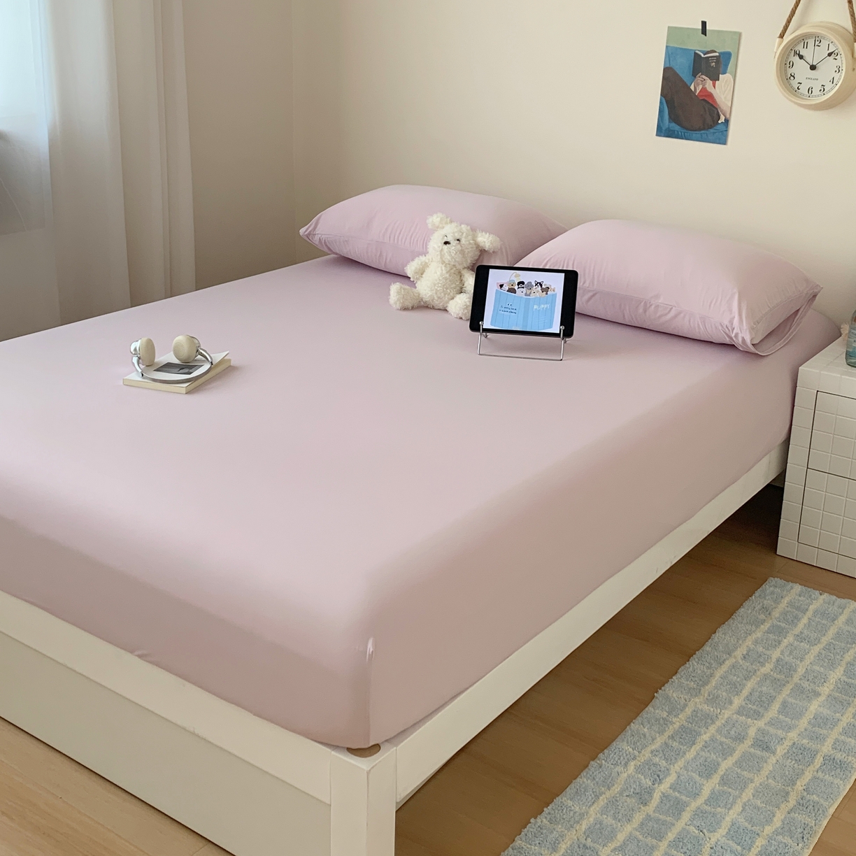 91家纺网 家纺一手货源 找家纺 桃喜 2026新款2026新款纯色165gA类锦氨凉感冰皮床笠单品床笠有凉感值检测报告 木槿紫