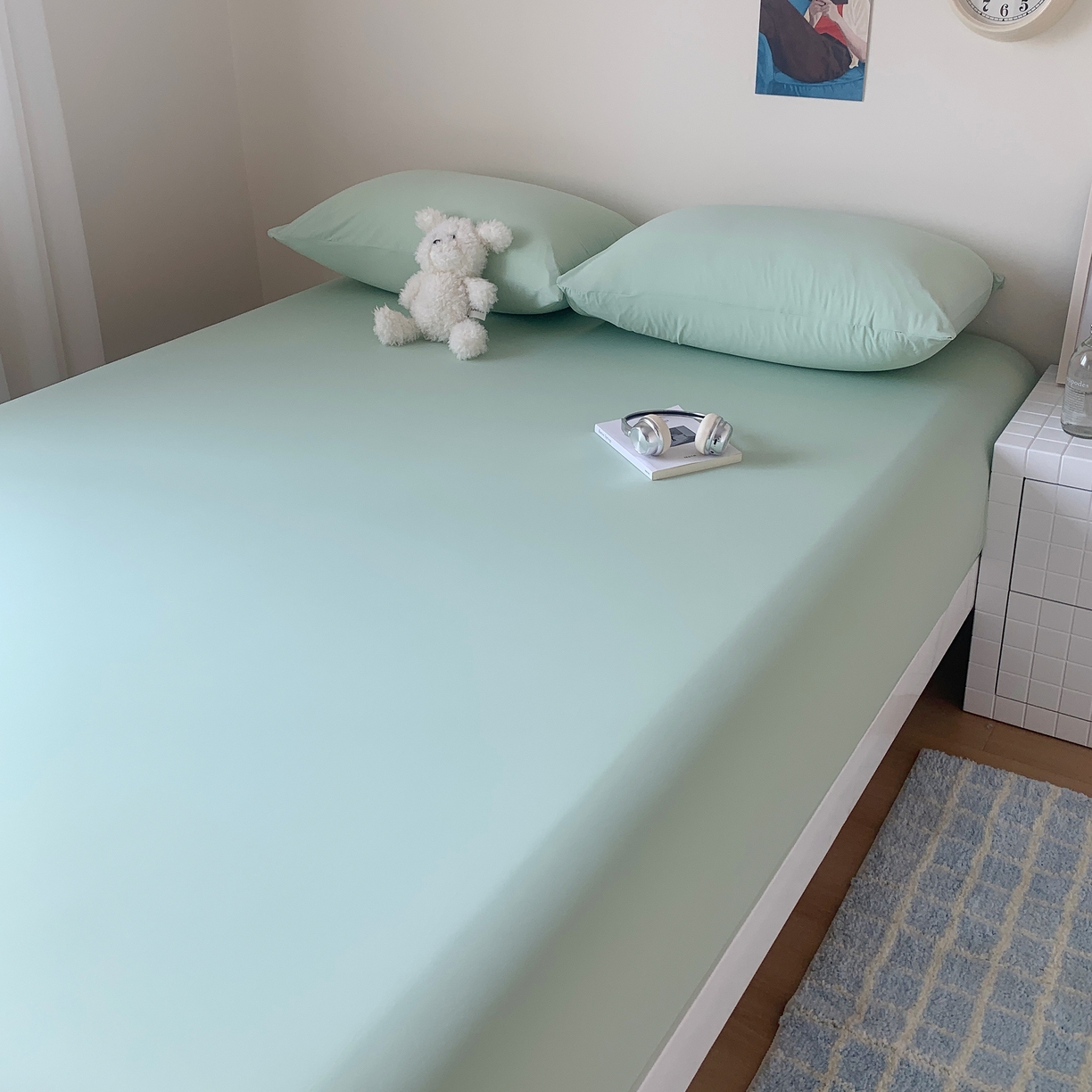 91家纺网 家纺一手货源 找家纺 桃喜 2026新款2026新款纯色165gA类锦氨凉感冰皮床笠单品床笠有凉感值检测报告 草绿