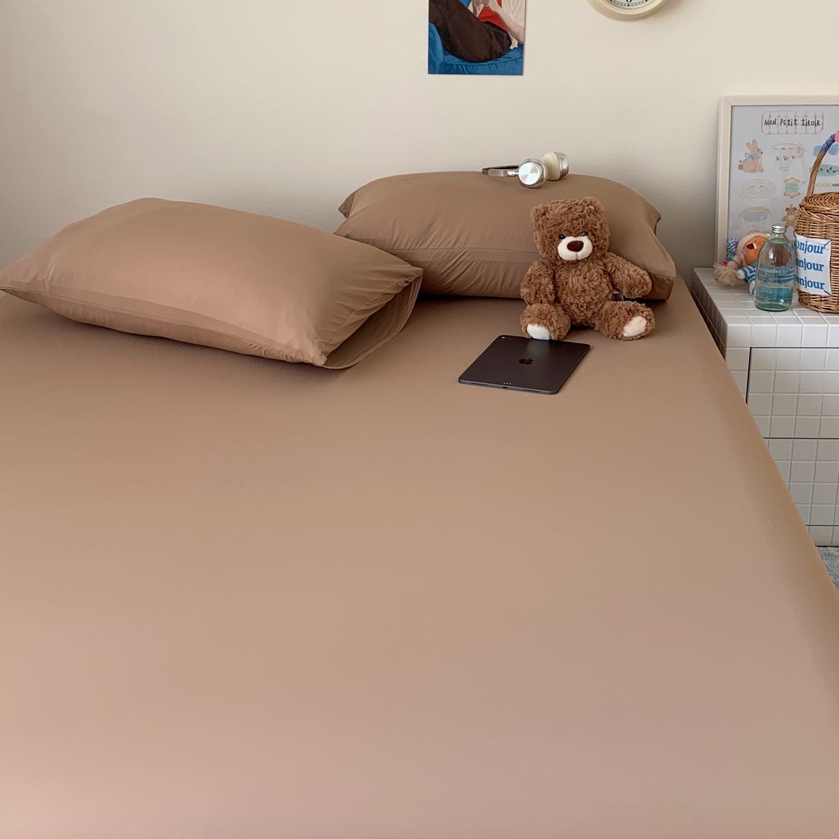 91家纺网 家纺一手货源 找家纺 桃喜 2026新款2026新款纯色165gA类锦氨凉感冰皮床笠单品床笠有凉感值检测报告 奶茶咖