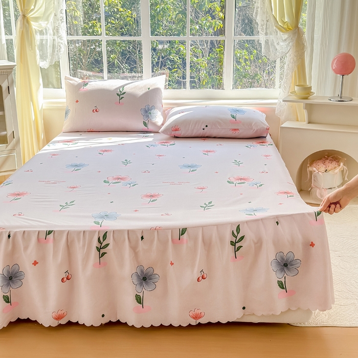 91家纺网 家纺一手货源 找家纺 莎臣豹 2026新款植物羊绒单品单件单床裙可配床裙三件套游园会