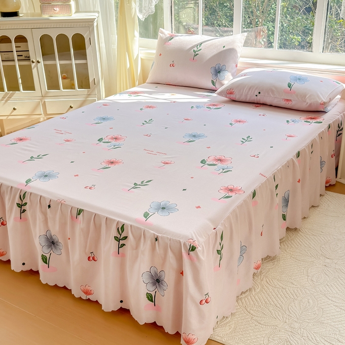 91家纺网 家纺一手货源 找家纺 莎臣豹 2026新款植物羊绒单品单件单床裙可配床裙三件套游园会